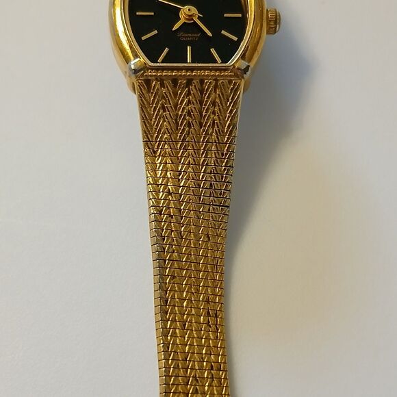 Vtg Elgin Women's Gold Dress Watch Quartz Diamond Black Dial EK230-007 READ - Picture 12 of 15